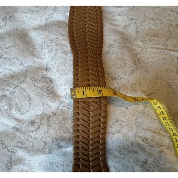 White House Black Market Faux Leather‎ Woven Belt S/P Gold Tone Buckle Vachetta - Picture 7 of 15